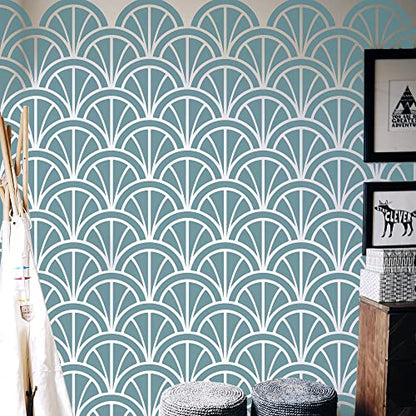 GSS Designs Large Modern Art Deco Arch Wall Stencils for Painting 16x24Inch - Geometric Simple Pattern Wall Stencil - Painting Stencils for Walls Furniture Floors - color: Art Deco Arch