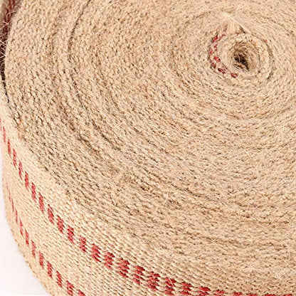2.75 Inch 33 Yard Upholstery Jute Webbing with Red Stripes,