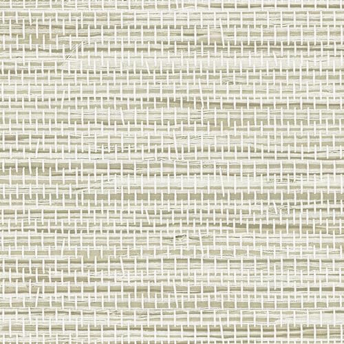 JiffDiff Grasscloth Wallpaper Peel and Stick,17.3"x472" Cream Grassweave Stick on Wallpaper Textured Self Adhesive Wallpaper Contact Paper - color: Beige, size: 17.3" x 472"