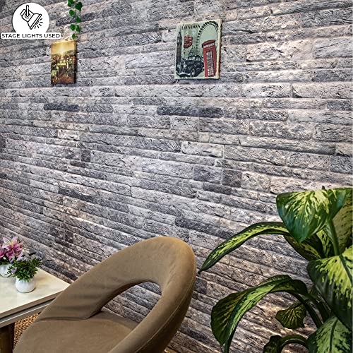 Dundee Deco 3D Wall Panels Faux Brick - Cladding, Light Grey Stone Look Wall Paneling, Styrofoam Facing for Living Room, Kitchen, Bathroom, Balcony, Bedroom, Set of 10, Covers 53 sq ft - color: Light Gray