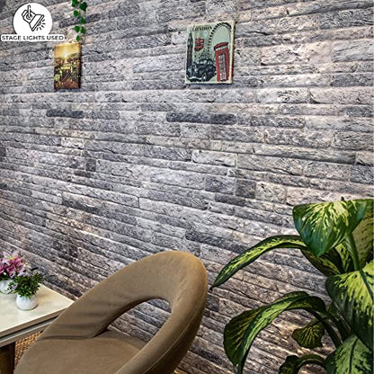 Dundee Deco 3D Wall Panels Faux Brick - Cladding, Light Grey Stone Look Wall Paneling, Styrofoam Facing for Living Room, Kitchen, Bathroom, Balcony, Bedroom, Set of 10, Covers 53 sq ft - color: Light Gray