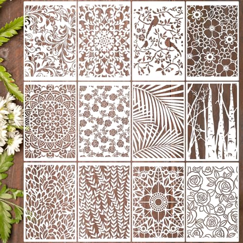 Stencils for Crafts Reusable Texture Stencils 12"x8" - style: Floral