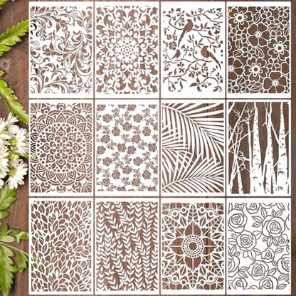 Stencils for Crafts Reusable Texture Stencils 12"x8" - style: Floral