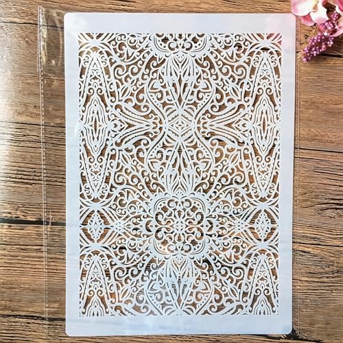 TIAMECH A4 Reusable Vintage Palace Texture Stencil for Painting - style: Palace Texture