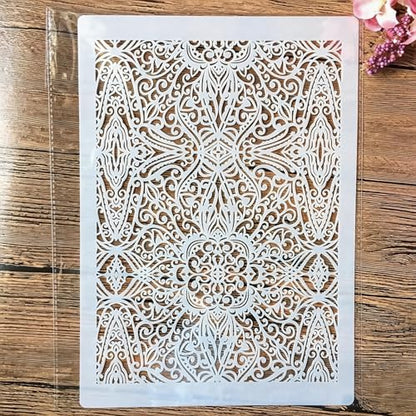 TIAMECH A4 Reusable Vintage Palace Texture Stencil for Painting - style: Palace Texture
