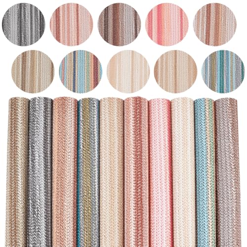 10 Colors 11.8 x 8.3 Inch Braided Texture PU Leather Sheets Soft Woven Leather Fabrics Waterproof Colorful Microfiber Leatherette Rolls for Crafts Handicraft DIY Projects ﻿Handbags Bows - style: woven pattern B