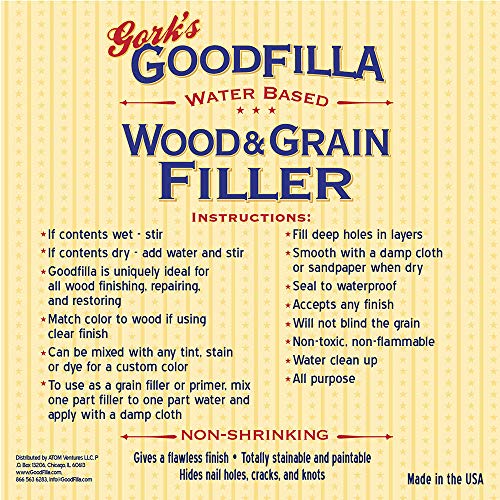Water-Based Wood & Grain Filler (Trowel Ready) - White Oak - 1 Gallon By Goodfilla | Replace Every Filler & Putty | Repairs, Finishes & Patches | Paintable, Stainable, Sandable & Quick Drying - color: White Oak, size: 1 Gallon