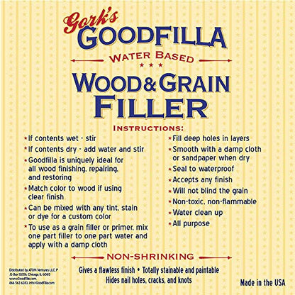 Water-Based Wood & Grain Filler (Trowel Ready) - Walnut - 1 Quart By Goodfilla | Replace Every Filler & Putty | Repairs, Finishes & Patches | Paintable, Stainable, Sandable & Quick Drying - color: Walnut, size: 1 Quart