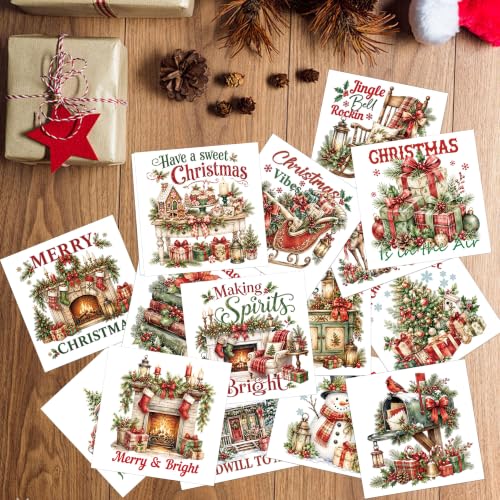 Christmas Rub on Transfers for Crafts, Vintage Transfer Furniture Decals - style: Vintage Christmas 01