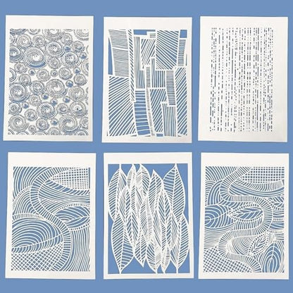 TIAMECH 6 Pcs A4 Reusable Geometric Texture Stencils for Painting