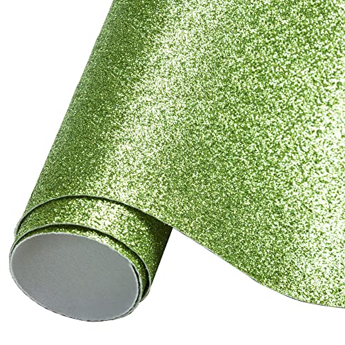 Faux Leather Sheets for Craft One Roll Sparkle Glitter Surface Solid Leather Fabric Sheets 12" x 53” (30cm x 135cm) Inch Large Size Leather Fabric (Avocado) - color: Avocado