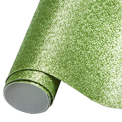 Faux Leather Sheets for Craft One Roll Sparkle Glitter Surface Solid Leather Fabric Sheets 12" x 53” (30cm x 135cm) Inch Large Size Leather Fabric (Avocado) - color: Avocado