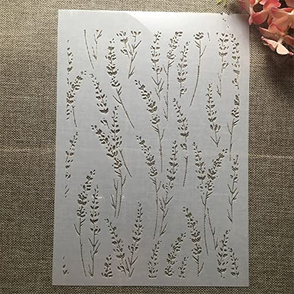 TIAMECH A4 Reusable Thin Grass Leaves Stencil for Painting - style: Thin Grass