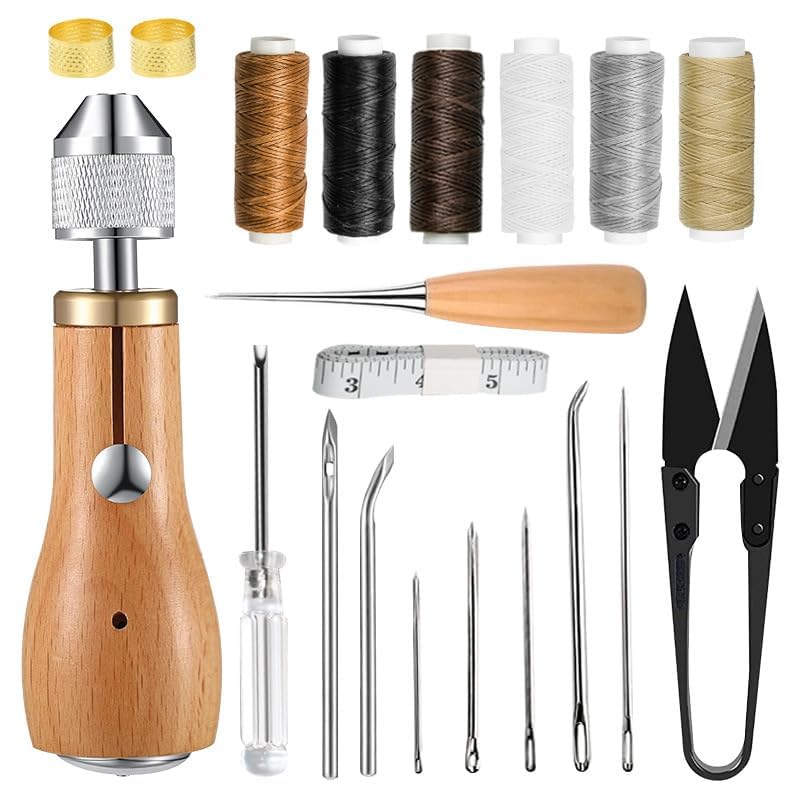 Sewing Awl Kit, Stitching Leather Sewing Thread, Waxed Thread Kit - color: 1