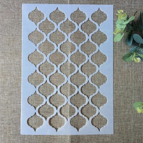 TIAMECH A4 Reusable Damask Wavy Stencil for Painting