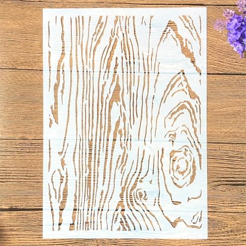 TIAMECH A4 Reusable Wooden Texture Stencil for Painting - style: Wooden Texture