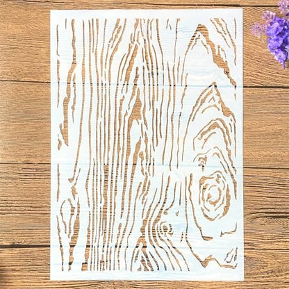TIAMECH A4 Reusable Wooden Texture Stencil for Painting - style: Wooden Texture