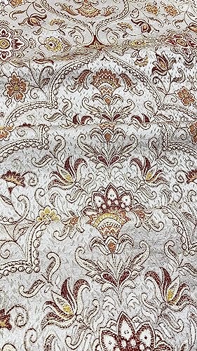 Moroccan Ornate Design Luxurious Classic Jacquard Fabric for Upholstery, Window Treatments, Craft Projects - Width 54 inches - Fabric by The Yard (Silver Rust) - color: Silver Rust