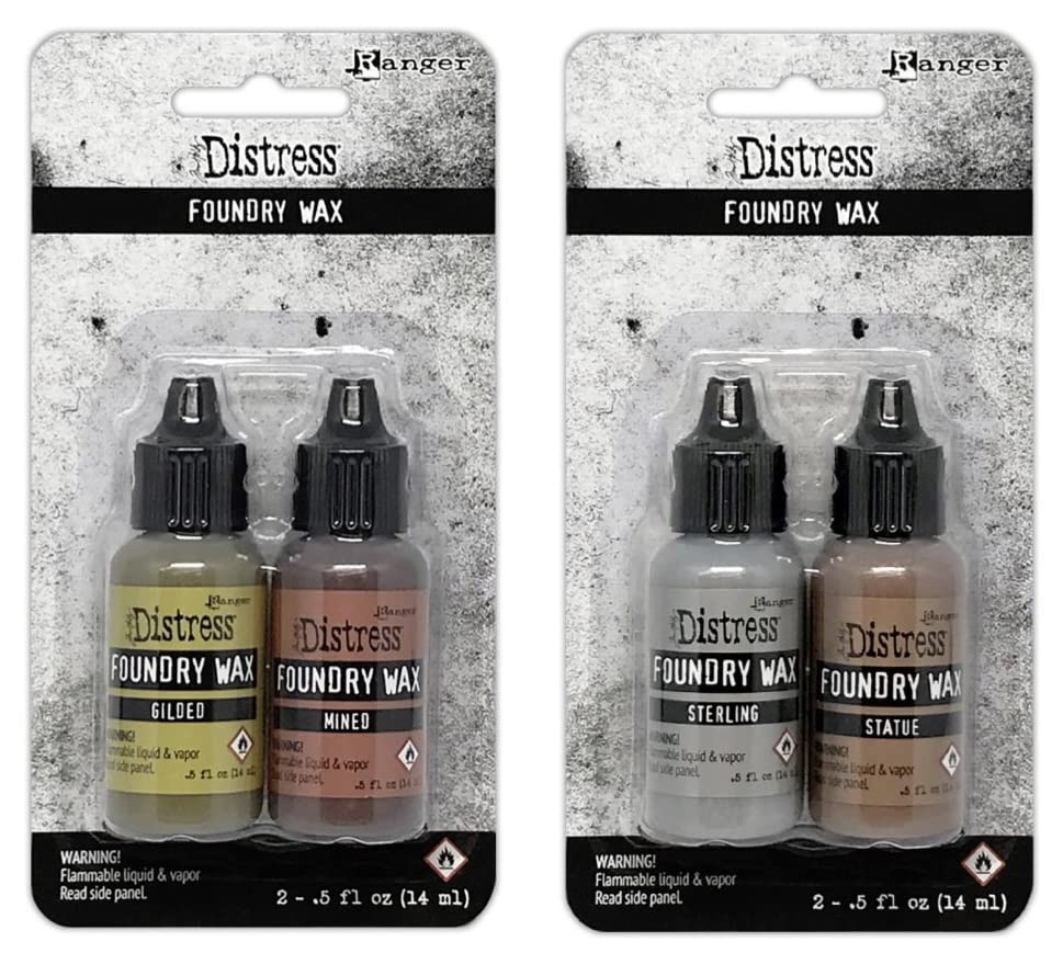 Ranger - Tim Holtz Distress Foundry Wax Kit Bundle: Gilded, Mined, Sterling & Statue