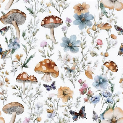 Froluya Mushroom Wallpaper Peel and Stick Boho Contact Paper 16.9" x 118.1" - color: White, size: 16.9" x 118.1"