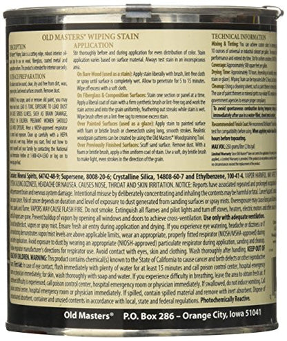Old Masters, Rich Mahogany 15004 WIP Stain, 1 Quart - color: Rich Mahogany, size: 1 Quart