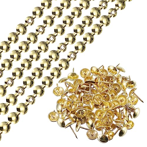 uxcell 5Pcs Upholstery Tacks Strips, 1Meter Glossy Decorative Nail Trims for Sofa Headboard Chair Furniture with Upholstery Nails (11mm Gold) - color: Gold