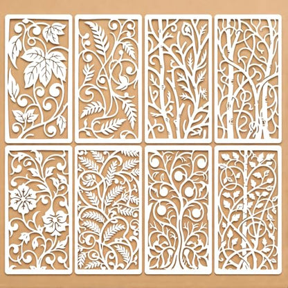 8 Pcs Tree Texture Stencils for Painting Reusable Plastic 4.52×8.66 Inch Tree Branches Stencils Drawing Templates for Crafts DIY Wall Canvas Notebook Knit Card Wood - color: Style E