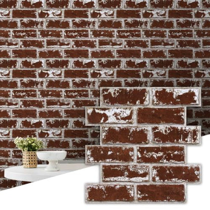 Commomy 3D Wall Panels Peel and Stick Faux Brick 10 Pcs 11.8" x 11.8" - color: Brick-tlC