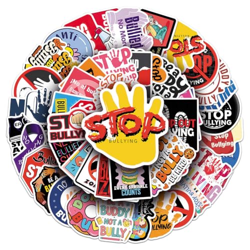 Anti Bullying Stickers |50Pcs Stop Bullying Theme Waterproof Vinyl Decals - color: Anti Bullying