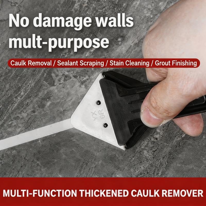 Grout Scraper Tool 3-in-1 Silicone Caulking Tools Caulk Remover Tool with 5 Replaceable Silicone Pads Sealant Finishing Tool (Black)