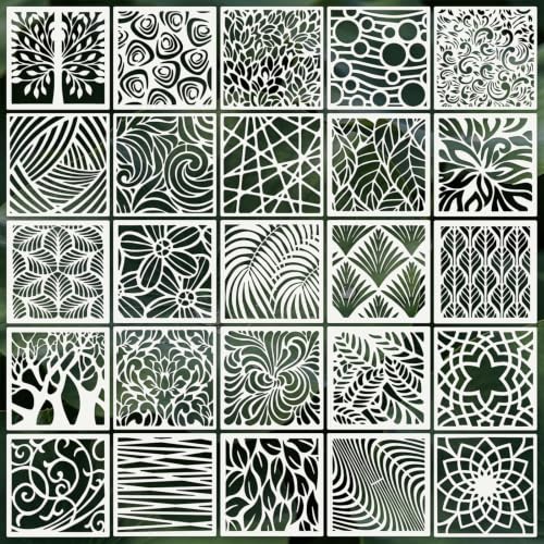 Geometric Texture Stencils for Crafts Reusable 25Pcs Stencils(6X6 Inch) - color: Texture 31