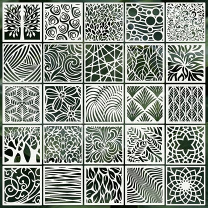 Geometric Texture Stencils for Crafts Reusable 25Pcs Stencils(6X6 Inch) - color: Texture 31