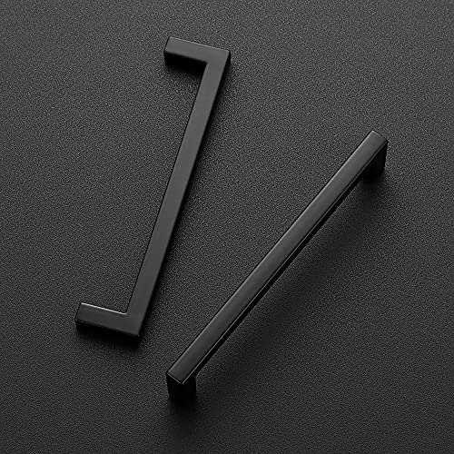 Ravinte Matte Black Cabinet Handles Solid Cabinet Pulls, 5 Inch CC, 5 Pack - color: Black, size: Flat Black 5" Hole Center