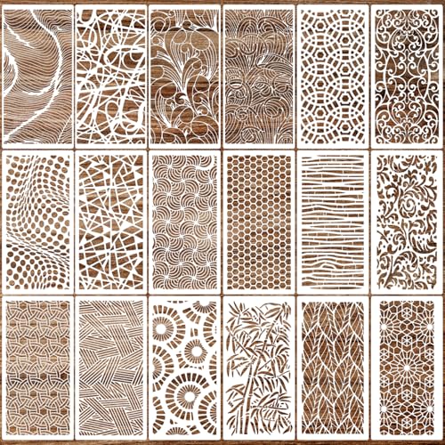 Stencils for Crafts Reusable Texture Stencils for Painting 8"x4" - style: Basic