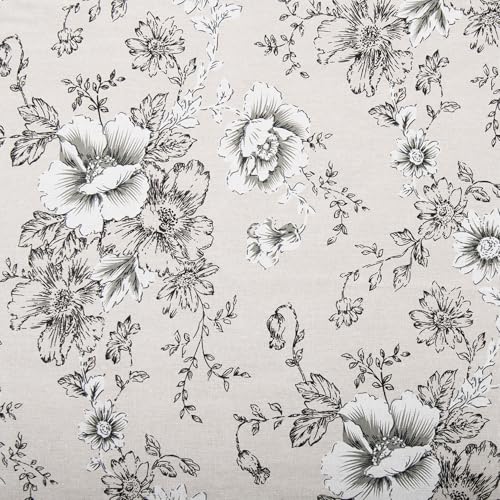 Linen Floral Fabric by The Yard - Upholstery Fabric by The Yard Sewing Fabric 62 Inch Width for Chairs Sofas Tablecloth Reupholstery DIY Projects - 1 Yard - color: Farmhouse Peony, size: 1 Yard