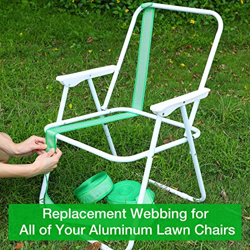 HESTYA 2 Rolls 2 1/4 Inch x 100 Feet Lawn Chair Webbing Folding Polypropylene Webbing for Outdoor Furniture Seat Repair Replacement - color: Green White