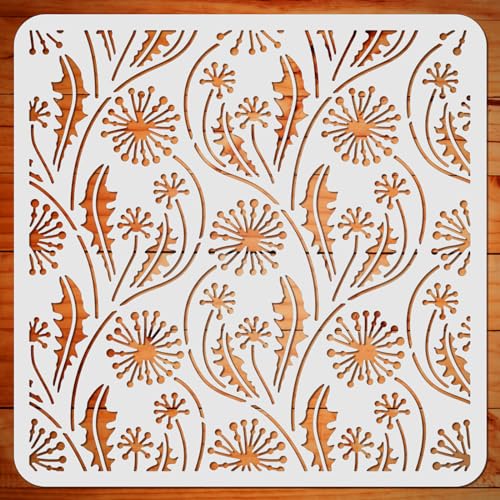 ORIGACH Dandelion Stencil Reusable Dandelion Texture Stencils for Painting on Wood, Canvas, Paper, Fabric, Floor, Wall and Tile - color: Dandelion