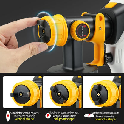 Paint Sprayer 1000W HVLP Electric Spray Paint Gun with 6 Copper Nozzles and 3 Spray Patterns 1200ML High Capacity Container for Furniture, Fences, Walls, Garage Doors (Yellow) - color: Yellow