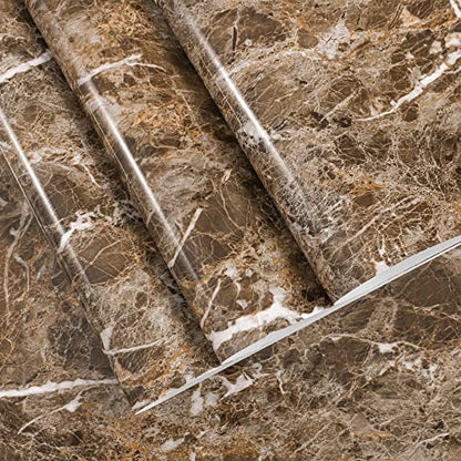 practicalWs Brown Marble Contact Paper Countertop Contact Paper Waterproof - size: 17.7" x 196.8"