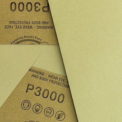 Dura-Gold 5-1/2" x 9" Wet or Dry Sandpaper Sheets, 3000 Grit, Box of 25 - size: 3000-Grit