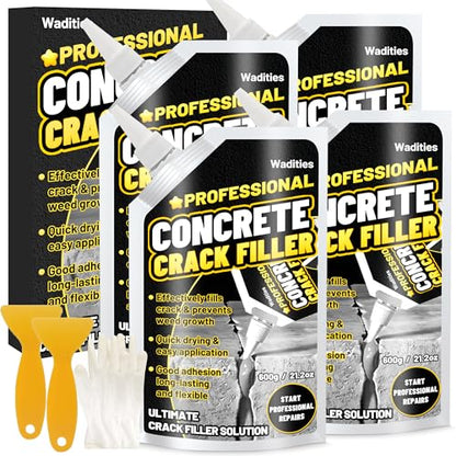 Concrete Crack Filler, 5.3LB High Elasticity Cement Crack Repair Sealant - size: 4pcs, 5.3LB