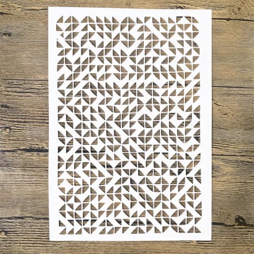 TIAMECH A4 Reusable Geometric Triangle Grid Stencil for Painting - color: Geometric Triangle Grid