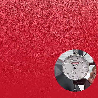 Faux Leather Fabric 1 Yard 54" x 36" Soft Solid Color Crafts Material 0.9mm Thick Perfect for Upholstery Covers, Bags, Leather Clothing and Accessories (Red) - color: Red