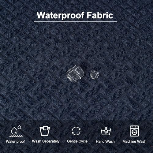 Genina Waterproof Seat Covers for Dining Room Chair Cover Set of 6 - color: Navy Blue, size: 15-19in Waterproof
