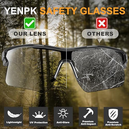 Safety Glasses for Men, Anti Scratch & UV Protection Work Glasses - color: 12pack-dark Grey