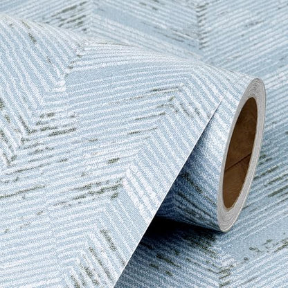 Livelynine 15.8x197 Blue and White Grass Cloth Wallpaper Peel and Stick Contact Paper Removable Herringbone Linen Fabric Wall Paper Rolls for Walls Boys Girls Bedroom Self Adhesive Cabinet Vinyl Wrap - size: 15.8" x 197"