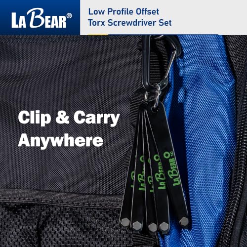 LABEAR 5-Piece EDC Low Profile Offset Torx Screwdriver Set, T20-T40 - size: TORX