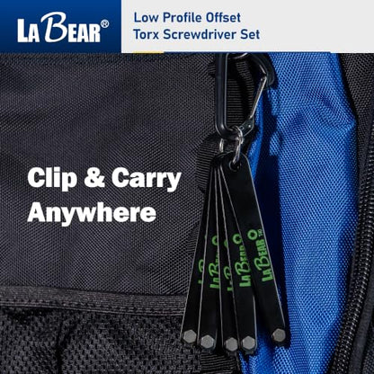 LABEAR 5-Piece EDC Low Profile Offset Torx Screwdriver Set, T20-T40 - size: TORX