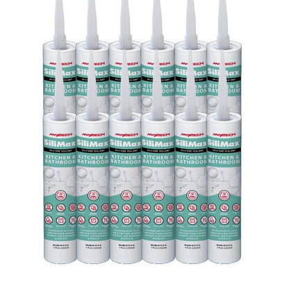 Kitchen & Bathroom Silicone Caulk– 100% Clear Silicone Sealant Waterproof for Sinks, Tubs, Shower Seal & Toilet Seal – Crack-Proof, Quick-Dry Formula Silicone Caulking, 12-Pack - style: 12 Pack