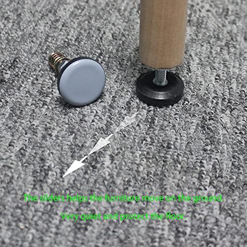 Furniture Leveler PTFE(Teflon) Bottom(28mm Base),Threaded Shank(1/4-20) Adjust Pads,Table/Chair/Cabinet/Sofa Medium Adjustable Legs Leveling,Nuts Installation and Floor Protection(16 Pack) - size: 28mm Base 1/4-20 x 1.5", 16 Pack